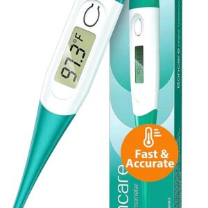 Thermomètre numérique Geratherme 10 secondes pour adultes et enfants - Thermomètre rectal précis et sûr pour bébé avec alarme de fièvre, thermomètre buccal